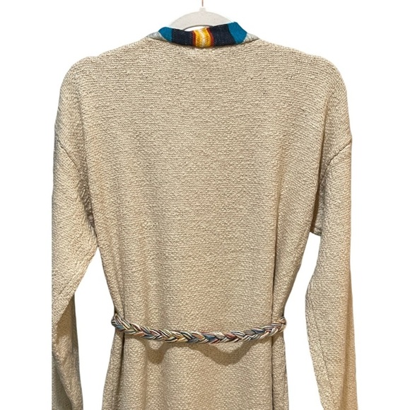 Faherty Cardigan Size Medium Large Aztec Tie Fringe Ivory Sweater - Picture 6 of 10